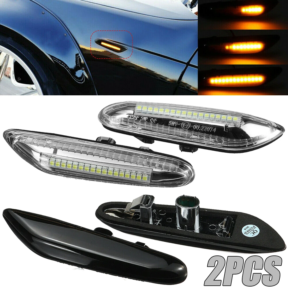 

Mayitr 2pcs 12V LED Flowing Side Marker Light Dedicated Replacement Turn Signal Lights For BMW E46 E60 E82 E92 E93