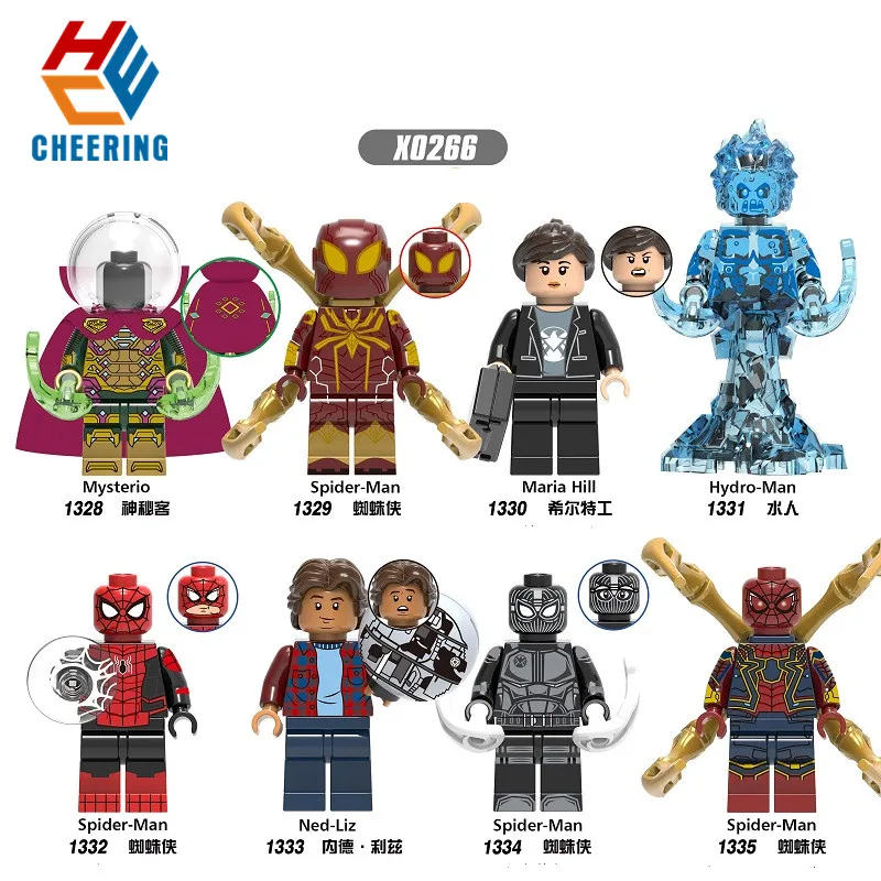 

20Pcs Sale Building Blocks Dolls Figures Peter Parker Mysterio Spider-Man Maria Hill Hydro-Man Ned-Liz Toys for Children X0266