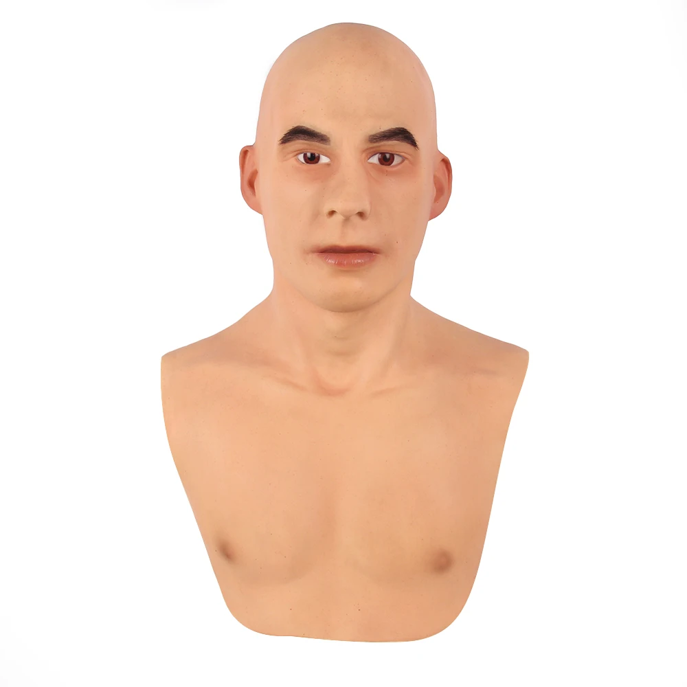 

KOOMIHO European Face Silicone Realistic Male Head Crossdresser Mask Handmade Makeup Transgender Mask Cosplay Mask 3G