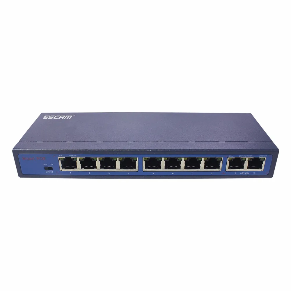 

ESCAM 8CH POE Switch 10/100M 150m Distance 120W DC&2Lan Port cctv IP Camera POE Power Supply Adapter 8CH POE