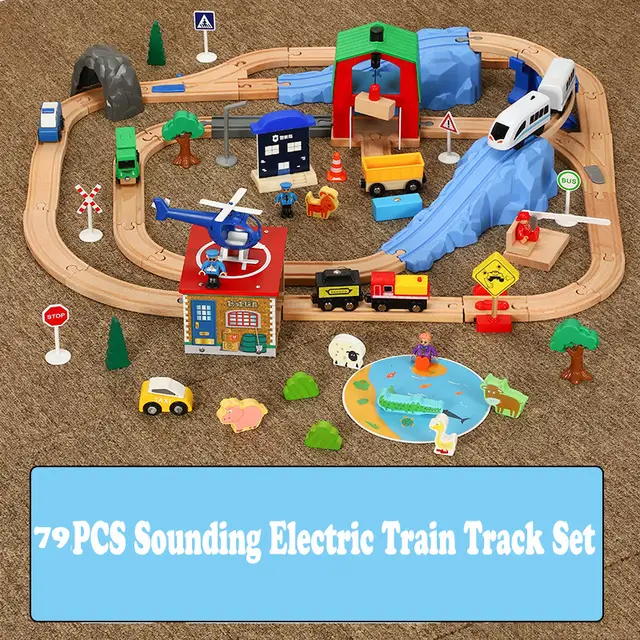 multi track wooden train set