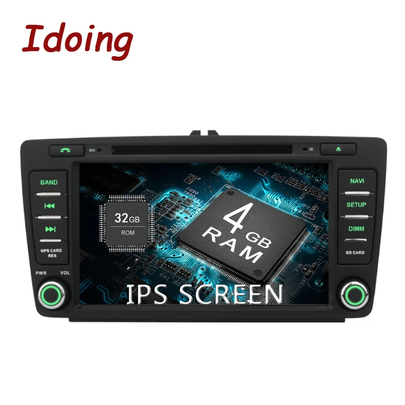 Perfect Idoing Android8.0 4G+32G 8Core 2Din IPS Screen Steering-Wheel For Skoda Octavia2 Car Multimedia DVD Player Fast Boot GPS+Glonass 2