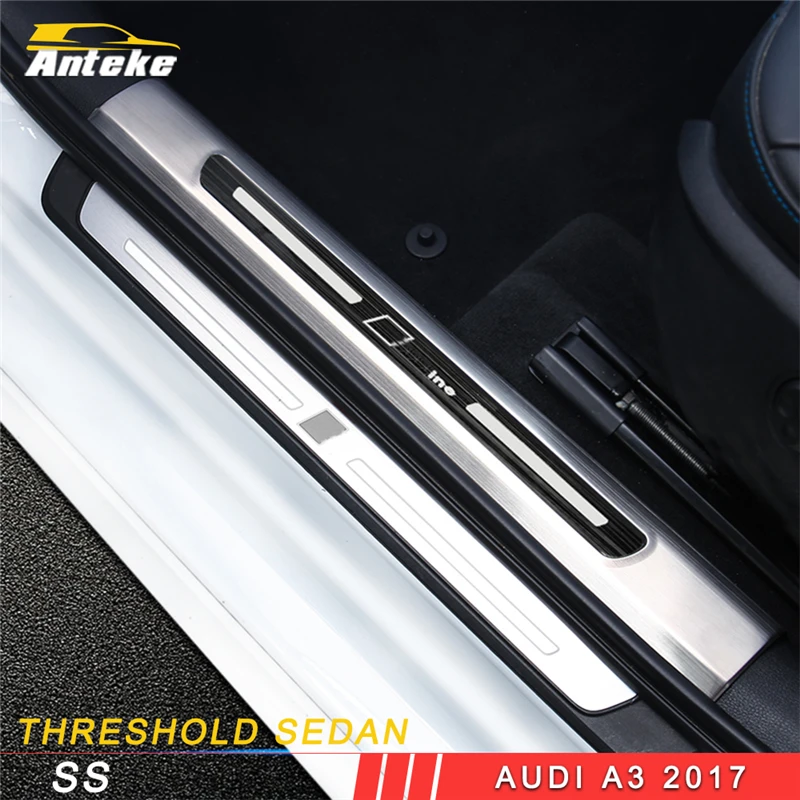 

ANTEKE for Audi A3 2017 Car Styling Door Threshold Sill Scuff Plate Guard Welcome Pedal Stickers Exterior Accessories