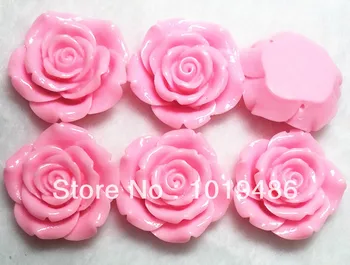 

42 mm 50pcs/lot pink color resin rose flower(back perforation) ,for chunky beads necklace jewelry