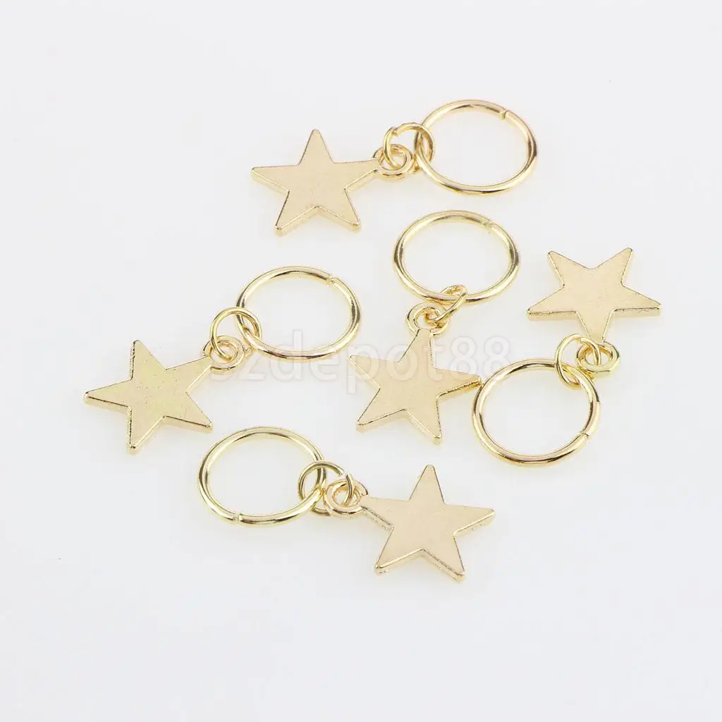 50pcs Hip Hop Hair Braid Rings Hair Loops Clips Bulk DIY Hair Accessories Headband - Star Leaf Shell Feather Snowflake Cross