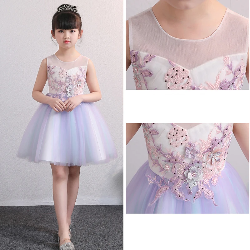 Это YiiYa/платье с цветочным узором для девочек на свадьбу; кружевное бальное платье с вышивкой и вышивкой; детское платье для причастия с круглым вырезом; ; BX2811