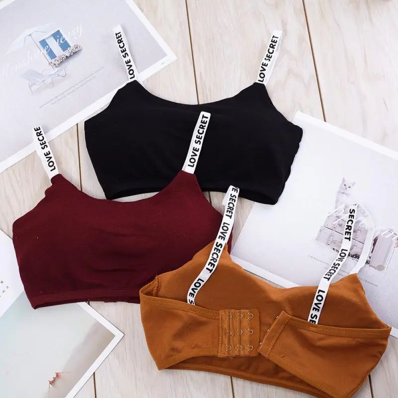 

Women Cropped Padded Bra Alphabet Straps Modal removable chest pad Tube Tops