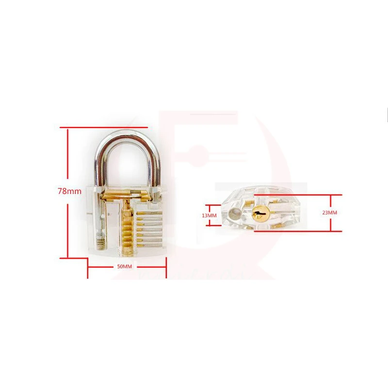 GHIXACTO Transparent Lock Pick Set Visible Cutaway Practice Padlock Locksmith Tools Set With James Card Tools 5pcs Tension Tools
