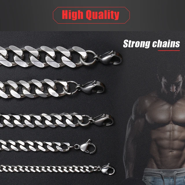 Gold, Black, Silver and Stainless Steel Mens Necklace Chain - Kito City Jewelry