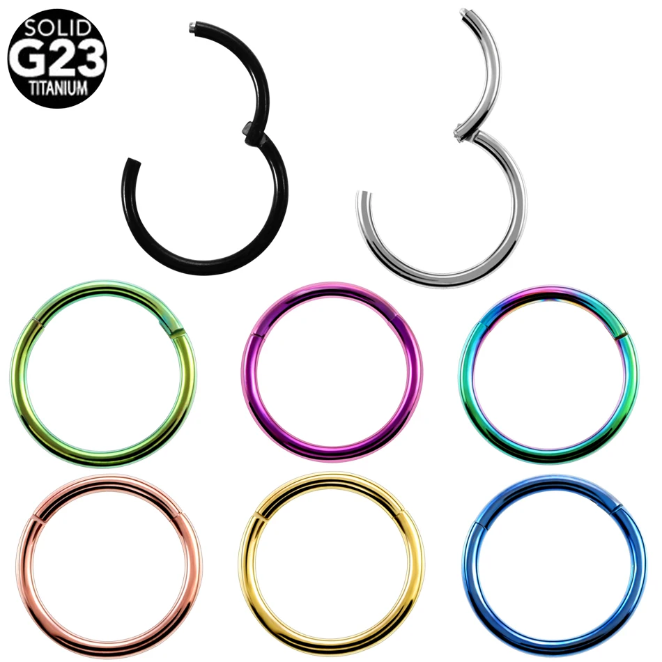 

1PC G23 Titanium Hinged Segment Ring Nose Ring Piercing Nipple Ear Septum Tragus Cartilage Clicker Lip Body Jewelry 14G 16G