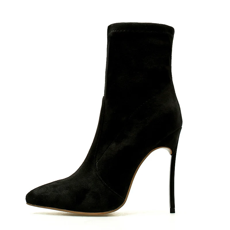 

2019 New Pointed High-heeled Shoes Women's Fashion Boots sStiletto Matte Suede Boots Women's Elastic boots Women Sneakers