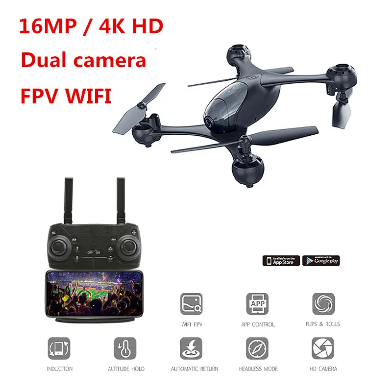 

Profession Drone 4K HD Video Dual camera 16mp / 5.0mp RC Drone Flow Positioning WIFI FPV Quadcopter Altitude Hold Auto Return