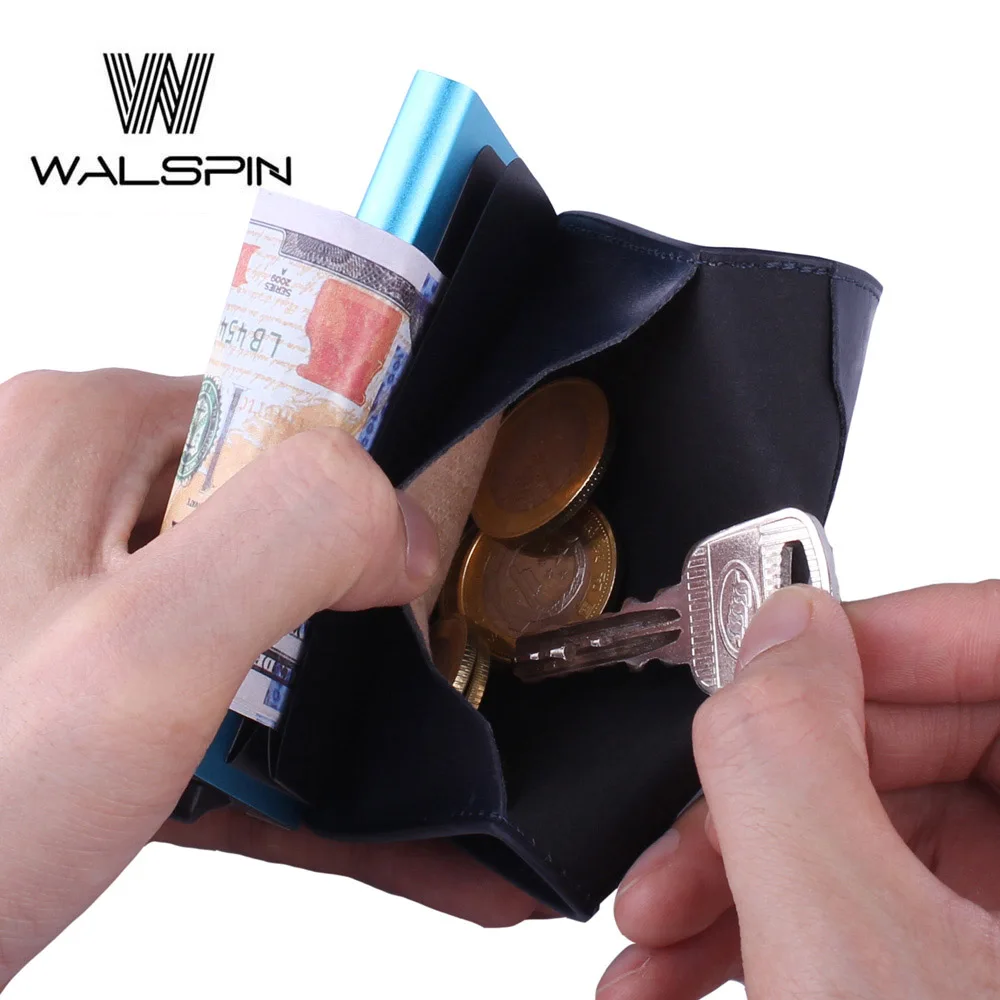 RFID Алюминий тонкий Для мужчин кошелек Velcor из искусственной кожи Миниатюрный