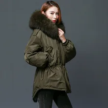 Women Parka Winter Jacket Women White Duck Down Coat With Large Natural Raccoon Fur Collar Hooded Long Down Coat Female