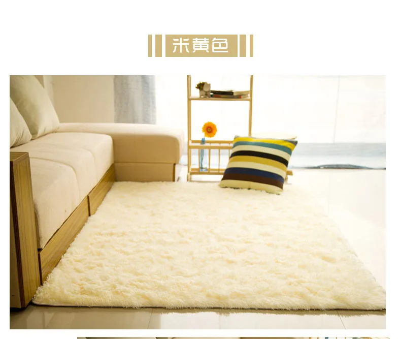 Сплошной цвет длинные волосы ковры лохматый мягкий области спальня гостиная Нескользящие детский коврик плюшевые коврик для прихожей большой разм
