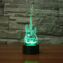 Креативная музыкальная гитара 3D ночник светодиодный холодный стиль музыкальная модель визуальная Таблица лампа украшение дома люминария прикроватная лампа