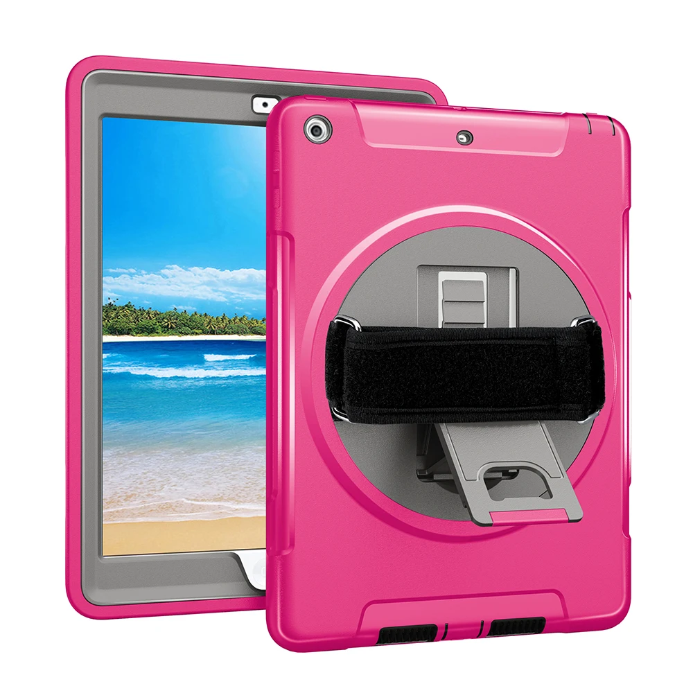 

Miesherk Case for iPad 2018 2017 9.7 Cover Kids Safe Shell with 360 Stand Adjustable Hand Strap for iPad 5th/6th Generation