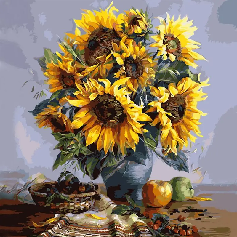 

40x50cm DIY SunFlowers Frameless Picture On Wall Acrylic Oil Painting By Numbers Abstract Drawing By Numbers Unique Gift