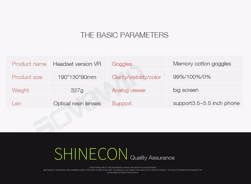 VR Shinecon 4,0 стерео Виртуальная реальность смартфон 3D очки гарнитура Google+ наушники/кнопка управления для 3,5-5,5 'мобильный телефон