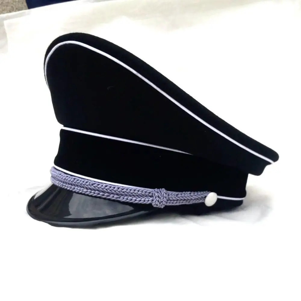 WWII German Elite Infantry Officers Wool Visor Cap Hat Field Black SIZE 57 58 59 60 61 cm
