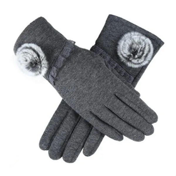 YRRETY, женские перчатки, толстые, сенсорный экран, перчатки для вождения, с бантом, зимние, теплые, модные, полный палец, одноцветные, эластичные перчатки - Цвет: G146 022 gray