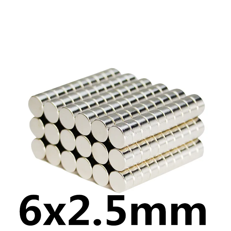 

50pcs 6x 2.5 mm N35 Strong Neodymium Magnet 6x2.5 Round Rare Earth Permanet Magnets 6*2.5mm Packaging Magnet Fridge Magnet