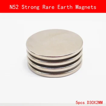 

5PCS round D30X2mm N52 Super Powerful Strong Rare Earth Magnet permanent N52 plating Nickel Magnets Diameter 30mm*3mm