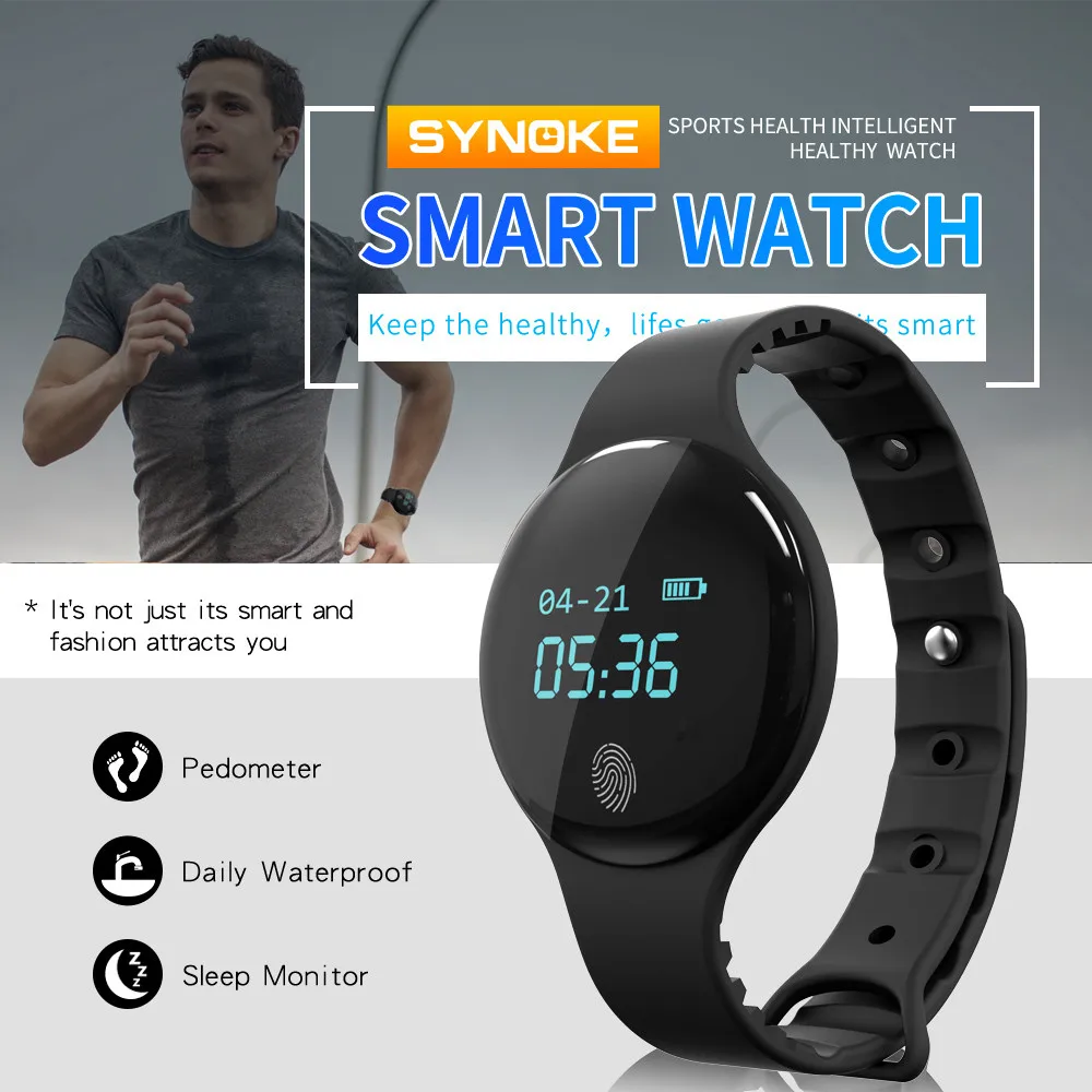 

Smart Waterproof Bluetooth Step Counter Push Information Sports Bracelet Watch Heart Rate Monitor Sport Watch For IOS Android *A
