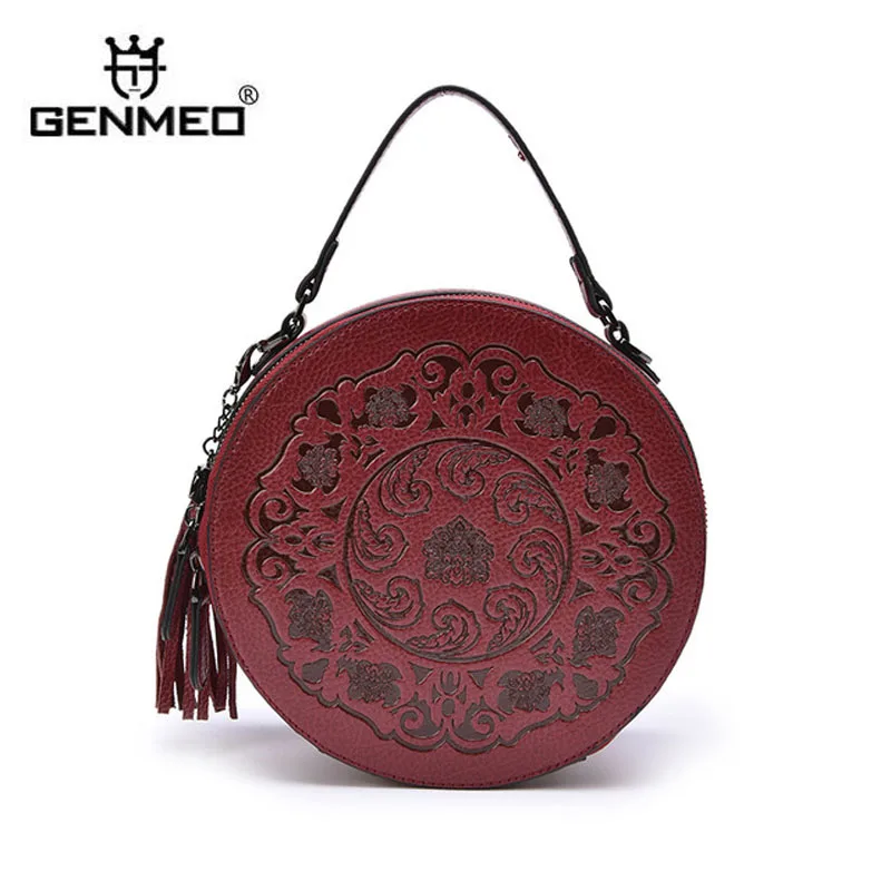 

GENMEO New Retro Designer Genuine Leather Crossbody Bags Women Shoulder Messenger Bag Lady Travel Purses Handbag Tote Bag Bolsa