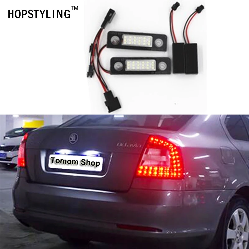 Hopstyling 2 шт. автомобильный-Стайлинг 18 SMD светодиодный светильник номерного знака без ошибок для Skoda Octavia 1Z 2008~ Roomster 5J