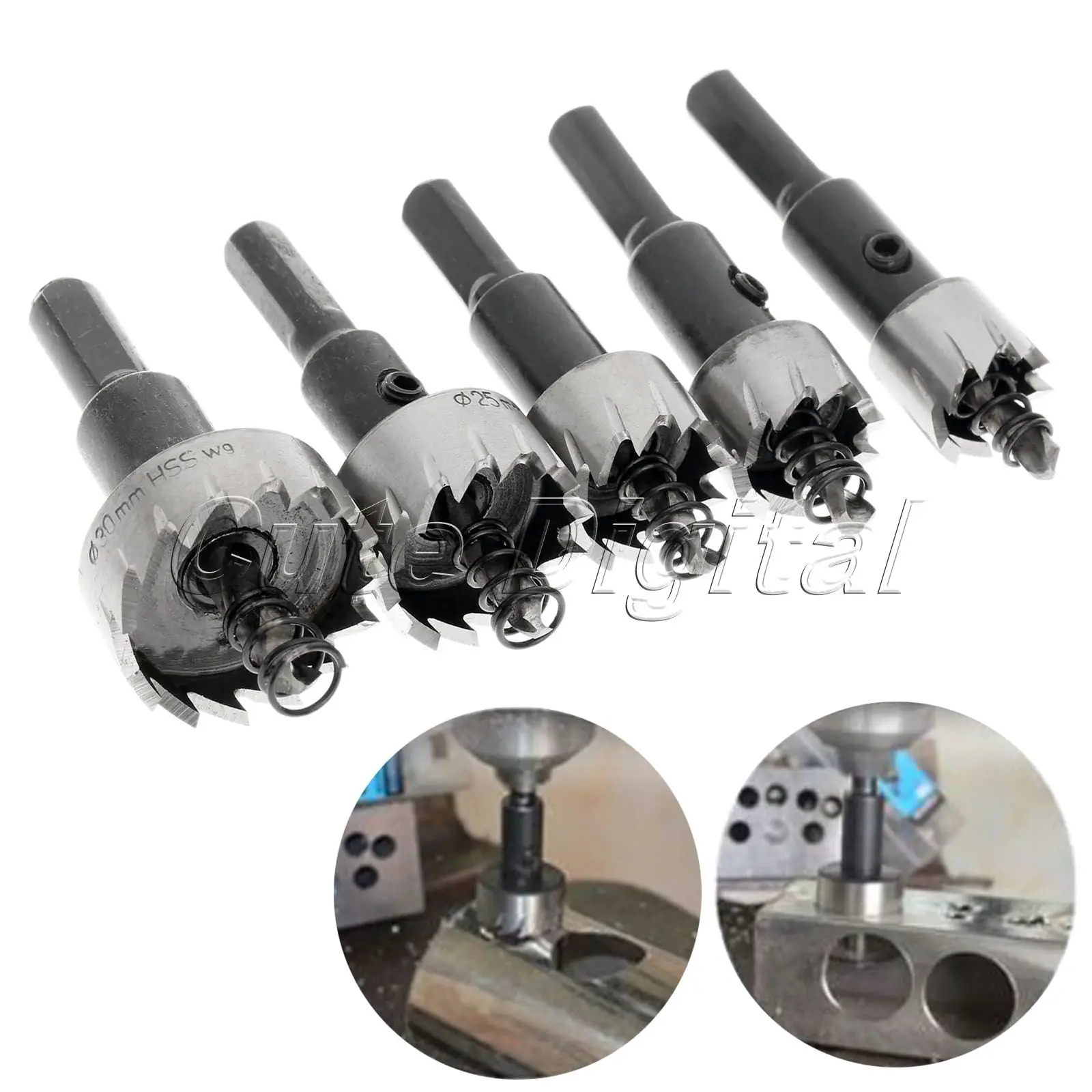 5PCS 16mm-30mm HSS Drill Bits Hole Saw Set Carbide Tip High Speed Steel Stainless Steel Metal Alloy Drilling Power Tools +Wrench