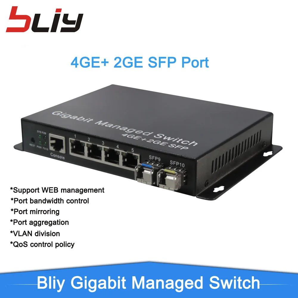 Bliy smart switch managment маленький настольный управляемым media converter с 2 sfp порт и 4 Ethernet порты Ethernet FTTH