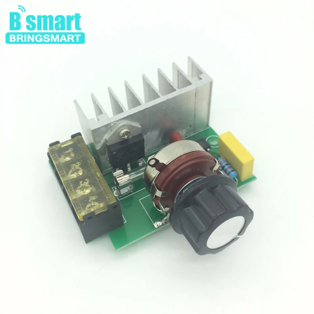 Bringsmart 4000 W SCR AC электронный Напряжение регулятор 10 V-220 V AC высокой Мощность Скорость Управление Лер затемнением мини Управление устройства