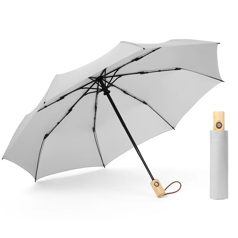 YADA Retro Wood Handle Design Automatic Umbrella Fold Rain Umbrella For Women UV Rainproof Sun Protection Parasol Umbrella YD099