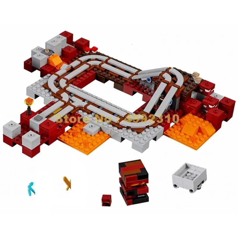 

343pcs my world the hell nether railway 2 figures building blocks 21130 Bricks Toy