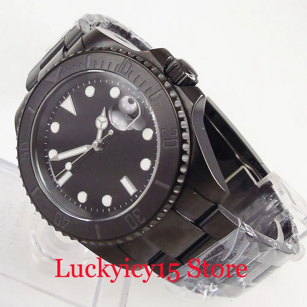 

Sterile Mechanical Men's Watch Sapphire Glass Auto Date PVD Case 40mm Wristwatch