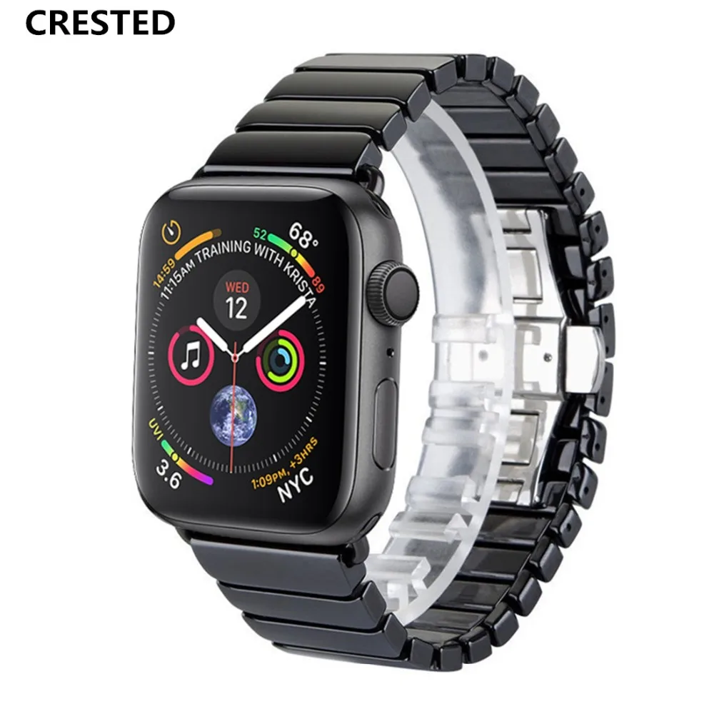 

Ceramic strap For Apple Watch Band apple watch 5 4 44mm/40mm iwatch series 5 4 Butterfly Loop wristband Link Bracelet watchband