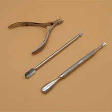 3 шт./компл. Нержавеющая сталь ногтей ножницы для кутикулы Ложка палочка для кутикулы, кусачки для маникюра/педикюра, триммер