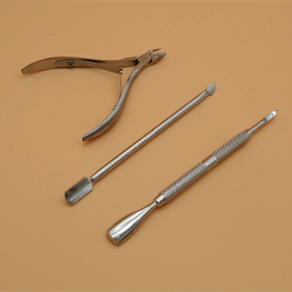

3Pcs/Set Stainless Steel Nail Cuticle Nipper Spoon Cuticle Pusher Nail Clipper Trimmer