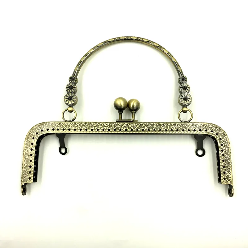 

10Pcs Retro Bronze Tone Metal Rectangle Frame Kiss Clasps Lock Buckles Fermoir Clutch Handbag Handle 18x14cm