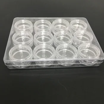 

Transparent Empty Plastic Storage Case With 12 Pcs Small 3g Boxes Nail Art Tip Glitter Rhinestone Storage Boxes Removable Lid