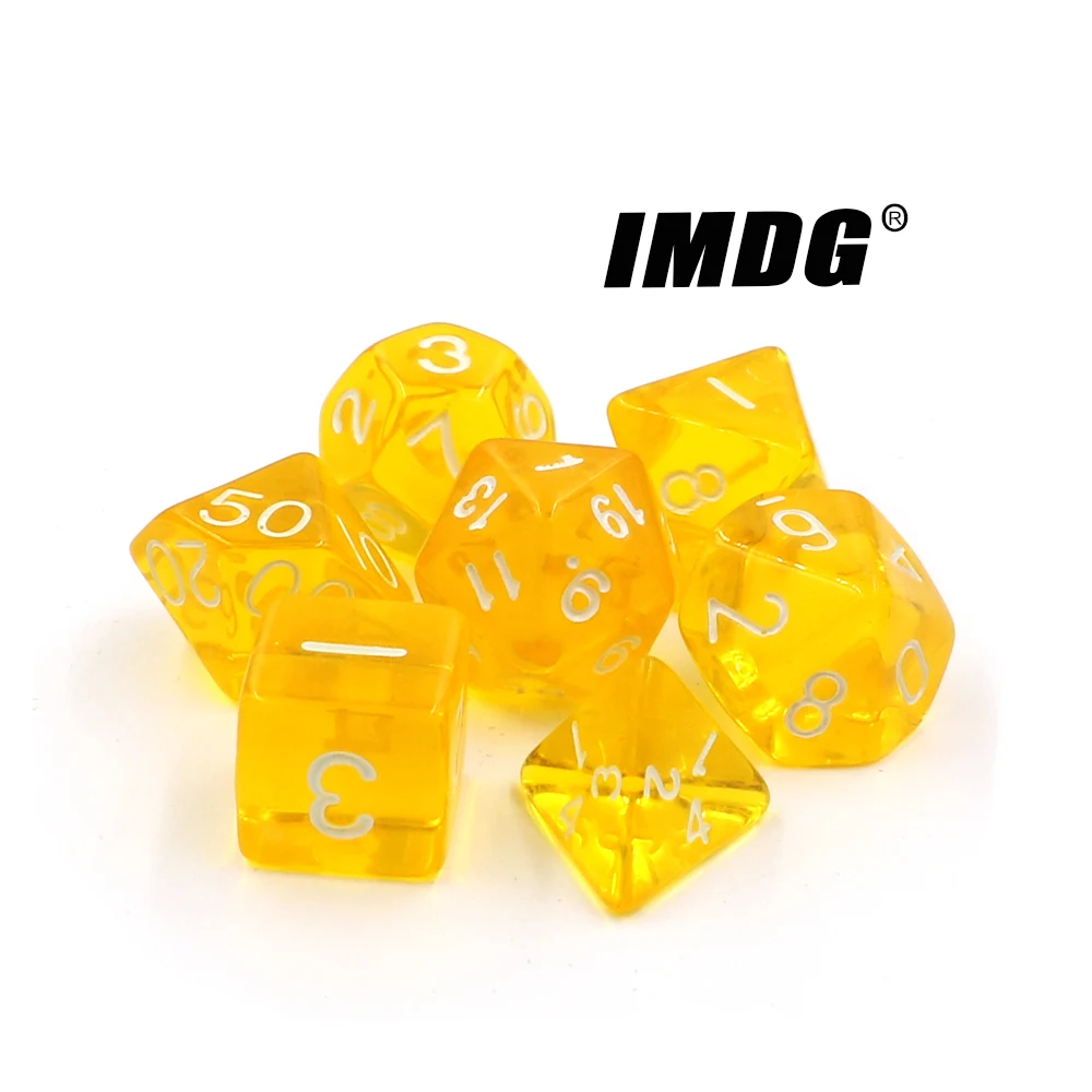 IMDG 7 шт./компл. Творческий RPG игра в кости многогранник акриловые кости DND прозрачный Цвет цифровой игра в кости с сумкой в комплекте