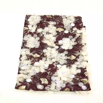 

New arrival African Lace Fabric For Wedding 2019 France mesh Lace Fabrics with sequines nigerian Guipure Cord Lace HJ1492-1