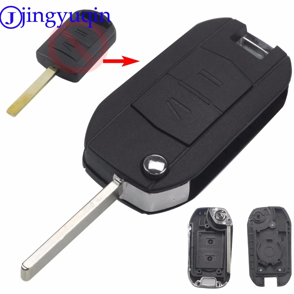 

jingyuqin Remote Folding Flid Car Key Cover Case Shell For Opel Vauxhall Corsa Combo Meriva 2 Buttons + Blade HU43 (79)With Logo