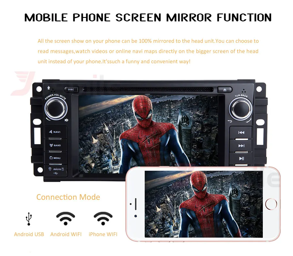 Perfect Car Stereo Android 8.0 GPS Navi Bluetooth Sat For 07-10 Jeep Wrangler Unlimited OBD Canbus Octa-Core 4G RAM 32G ROM 3