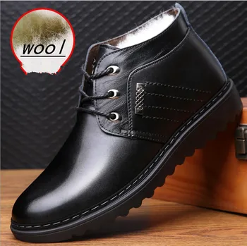 

2019 new Winter Men Genuine Leather snow Boots Vintage Style Boots Men safty Shoes Fashion Warm botas Hombre bots men army boots