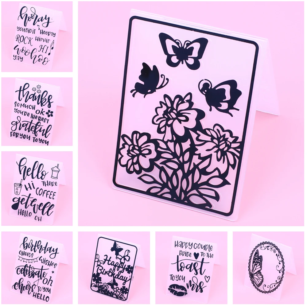 

22 Designs Words Butterfly Plastic Embossing Folder Template Craft Card Making Paper Cards Photo Album Decoration Scrapbooking
