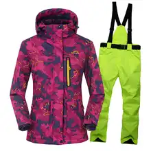 Водонепроницаемая ветрозащитная зимняя одежда, высокое качество, лыжные костюмы, куртка+ штаны, женский лыжный костюм для улицы, утолщенный, супер-теплый