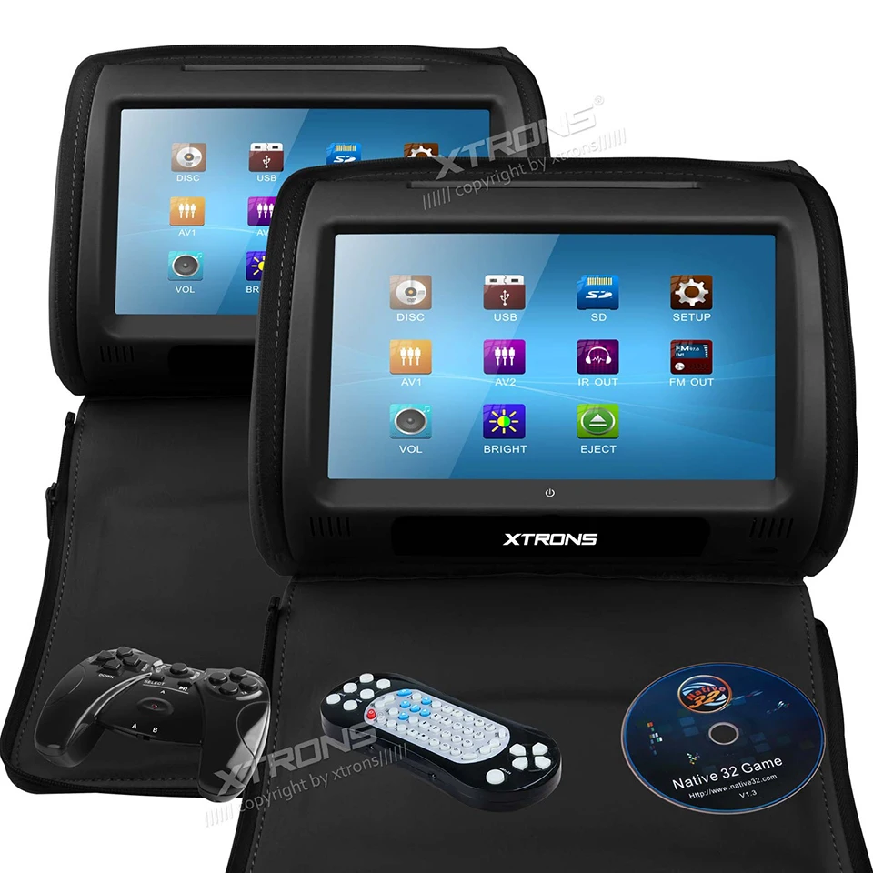 Discount 2x9" Headrest Car DVD Player Support 32 Bits Games Cover With Zipper Built-in IR FM Seatback Digital Touch Screen Pillow Monitor 4 Discount 2x9" Headrest Car DVD Player Support 32 Bits Games Cover With Zipper Built-in IR FM Seatback Digital Touch Screen Pillow Monitor 4