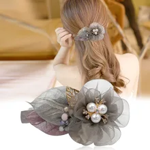 Новинка, корейский стиль, роскошная пряжа, ткань, цветок, заколка для волос, топ, зажим для девушек, весенний зажим, для взрослых, головной убор для женщин, свадебные аксессуары для волос